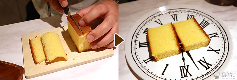 カステラを2~3cmほどにカット